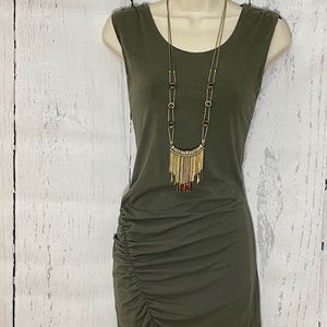 Express Olive green Sleeveless knit dress, one side ruched size XS